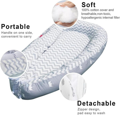 SKY-TOUCH Baby Lounger, Newborn Baby Nest Lounger with Memory Foam Base for 0-12 Months Boys Girls, Baby Nest for Sleeping Ideal for Home, Travel & Baby Essential Gift