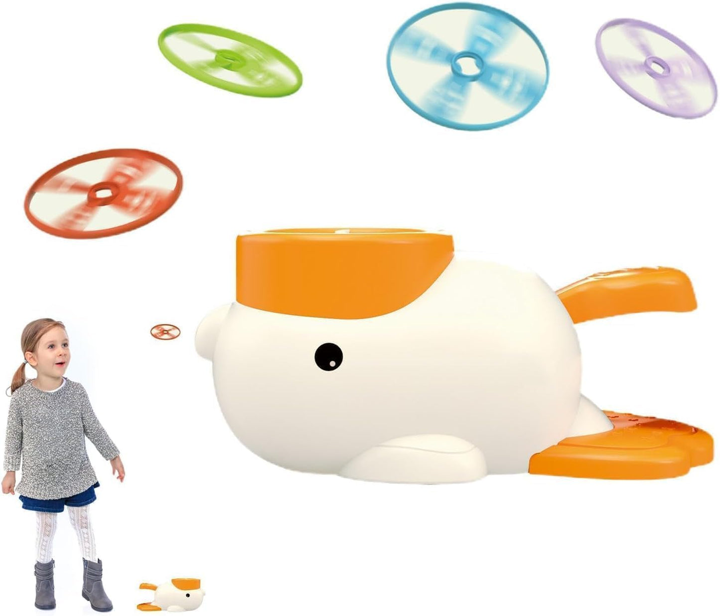 SKY-TOUCH Flying Disc Toy Rocket Launcher for Kids Ages 3-8,Duck Catch Game,Pop-up Frisbee Machine,Frisbee Launcher Toy Chase,Indoor and Outdoor Sports,Perfect Kids Birthday Party Gift