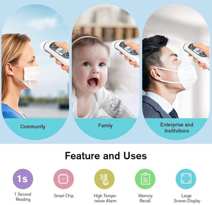 SKY-TOUCH Ear and Forehead Thermometer for Kids and Adult,Touchless Digital Infrared Thermometer Gun with Memory Recall, Reading Storage, Fever Alarm,Mute Mode,White,39 * 27.3 * 160mm-Storage Pocket