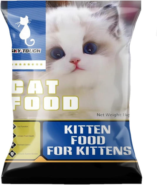 SKY-TOUCH Kitten Dry Cat Food : Natural Healthy Chicken Dry Cat Food with Multitude Minerals Vitamins and Digestive Probiotics 1KG