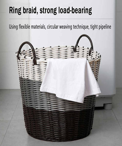 SKY-TOUCH 1 piece Dirty Clothes Weaving Basket,with Handles Washing Bin Dirty Clothes Storage,Durable Plastic Woven Toy Storage Basket,Household Bathroom Bathroom Laundry Basket,Multi Color,34*46*45cm