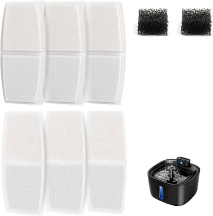 SKY-TOUCH Cat Water Fountain 6 Pieces Filter Element + 2 Sponge Elements, Filter Water Dispenser for Cat and Puppy Replacement Filter Cartridge Filter