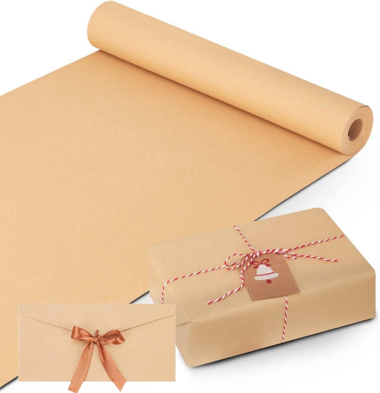 SKY-TOUCH Kraft Paper Roll (44cm x 30m) 80gsm, Wrapping Paper Roll, Craft Paper Gift Wrapping Bulletin Board Arts & Crafts, Bouquet Flower Table Covering Poster Packing Paper (1 Roll)