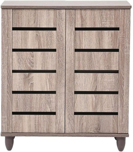 SKY-TOUCH 4 Tier Shoe Storage Cabinet,Shoe rack with 2 Door for entryway,Modern Design Furniture Shoe Storage Cabinet for Closet, Living Room, Bedroom（L76xW33xH86 cm）