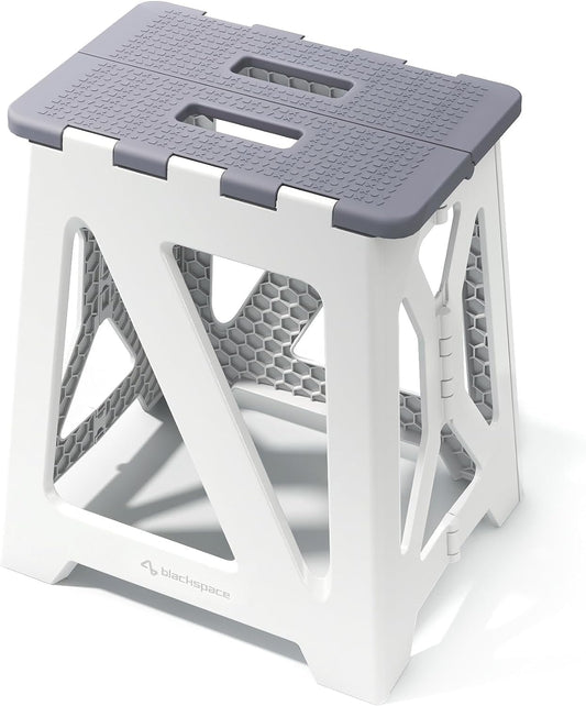 SKY-TOUCH Folding Step Stool, Heavy Duty Step Stool for Adults,Childs Portable & Collapsible Stepping Stools, Anti-Slip Stepstool, Foldable Steps for Camping, DIY, Garage, Bathroom - Grey, 64 * 45cm