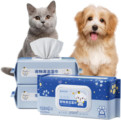 SKY-TOUCH Dog Wipes 80pcs, Pet Grooming Wipes for Dogs Cats, for