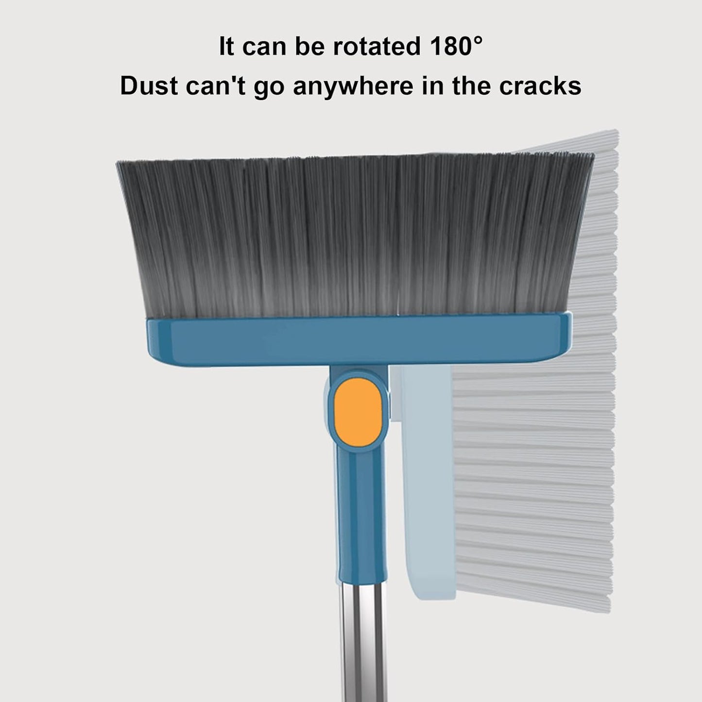 SKY-TOUCH Broom and Dustpan Set, Foldable Dustpan Upright Broom for Home, Office, Kitchen, Daliy Using, Blue
