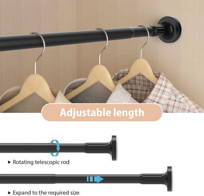 SKY- TOUCH Shower Curtain Rod, Extendable Bar Telescopic Stainless Steel Rod with Non-Slip & Detachable Base, Holds 84kg Expansion range 110-190cm for Bathroom Window Closet Wardrobe - No Drill