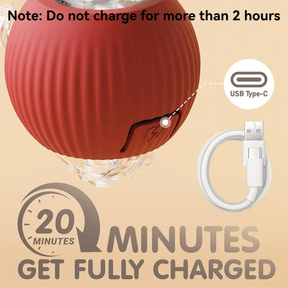 SKY-TOUCH Interactive Cat Toys Ball, Automatic Interactive Ball Toys Fast Rolling on Carpet, Chirping & Motion Activate, Durable High Bounce Floating Rubber Dog Ball with LED Light for Cats, Red