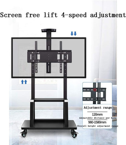 SKY-TOUCH 32”-70“ Rolling TV Stand Cart,Height Adjustable Mobile Flat Screen with Lockable Casters,2 Tier AV Shelves for Large Flat Panel LED,LCD Plasma Screen,Max Vesa 600 * 400mm,70 * 43 * 180cm