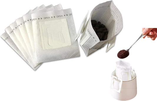SKY-TOUCH 100 PCS Disposable Coffee Filter Paper Bag, Portable Single Serve Drip Brewing, Hanging Ear Design for Travel, Camping, Home, Office