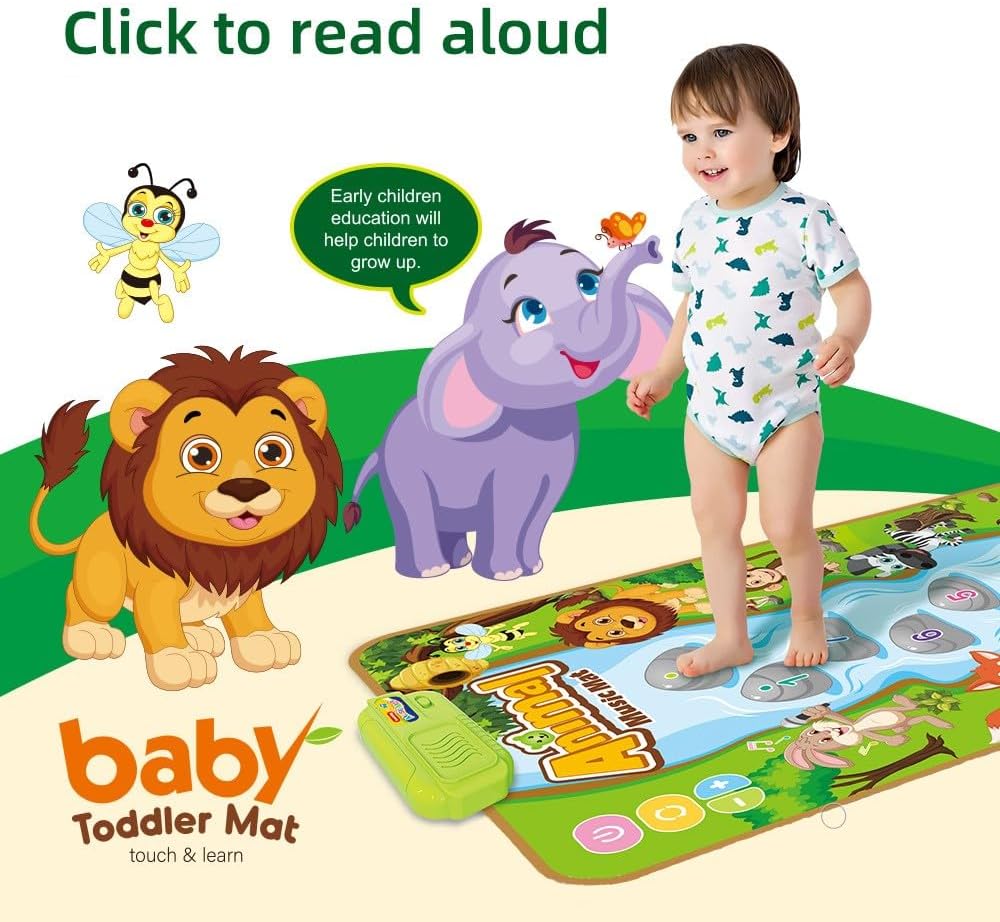 SKY-TOUCH Animal Music Mat, Early Learning Educational Toys, Montessori Sensory Musical Dance Mat for Toddlers Boys Girls, Touch Play Floor Keyboard Pad, Gifts for Kids 18+ Months (80*50cm)