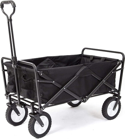 SKY-TOUCH Garden Cart Folding Trolley Cart Outdoor Wagon Collapsible with Removable Fabric Festival Garden Camping Picnic Cart Supports Max 100kg Portable Transport Trailer (Black)