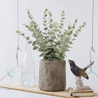 SKY-TOUCH 18 Pcs Artificial Eucalyptus Branches Realistic Faux Flowers Suitable For Home And Office Bouquets Table Centerpieces And Wedding Decorations Dark Green