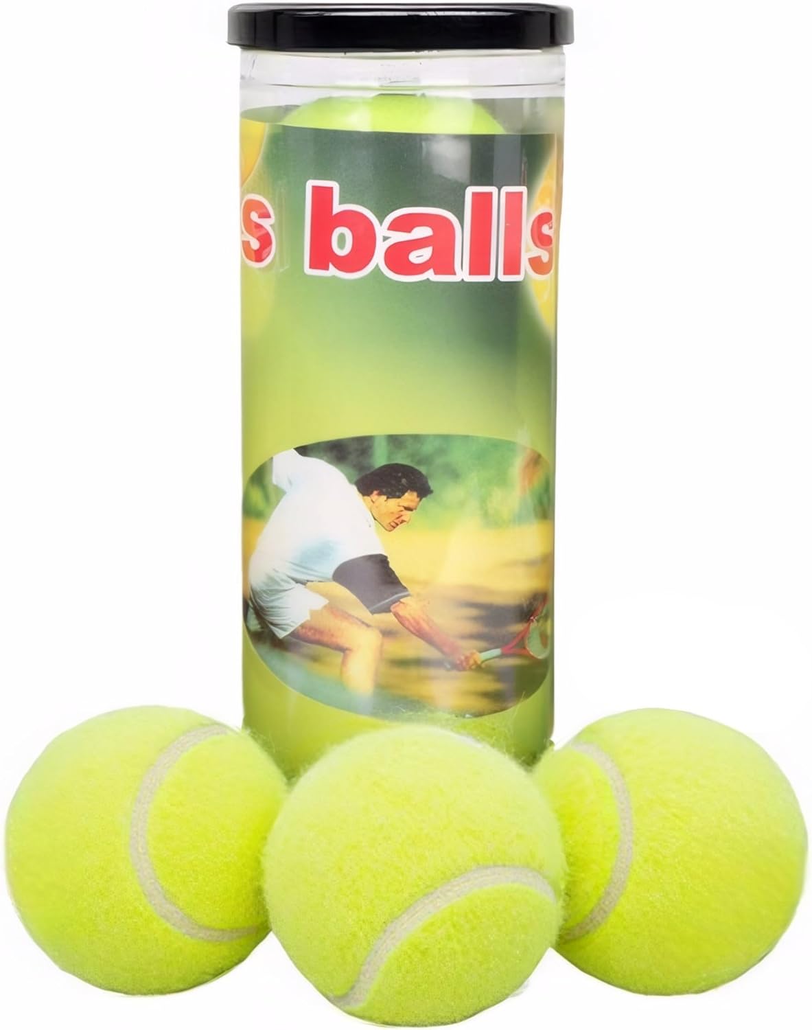 SKY-TOUCH Tennis Balls : 135cm High Bounce Practice Balls in Sealed Tub, 64mm Durable Design for Beginners Training, Casual Matches & Small Dog Play, Easy-Carry Container for Transport