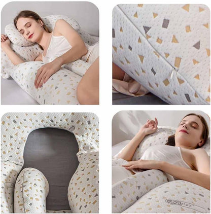 SKY-TOUCH Pregnancy pillow,Side Sleeper Pillow Pregnant,Support Waist, Abdomen and Legs,Comfortable Side Sleeping Waist Belly Back Support U-shaped Multifunctional Pillow,Removable and washable