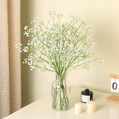SKY-TOUCH 6 Pcs Artificial Baby Breath Gypsophila Flowers Bouquets Realistic-Looking Artificial Plants Suitable For Offices Indoor Outdoor Weddings DIY Party Centerpieces And Decorations (White)