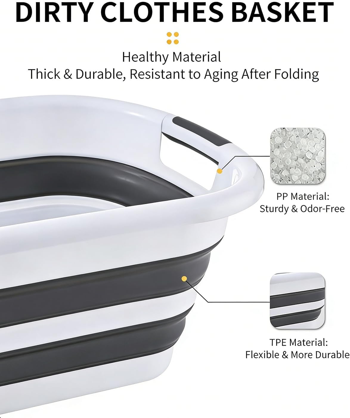 SKY-TOUCH 38L Collapsible Plastic Bucket with Handle, Foldable Laundry Basin, Multi-functional Cleaning and Laundry Basket for Outdoor Use, Suitable for Camping, Handwashing, 61cm * 46cm * 27cm