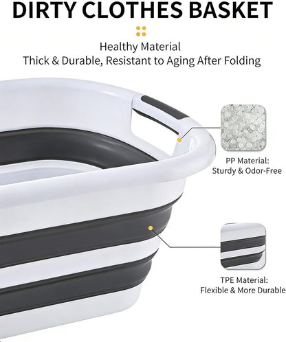 SKY-TOUCH 38L Collapsible Plastic Bucket with Handle, Foldable Laundry Basin, Multi-functional Cleaning and Laundry Basket for Outdoor Use, Suitable for Camping, Handwashing, 61cm * 46cm * 27cm