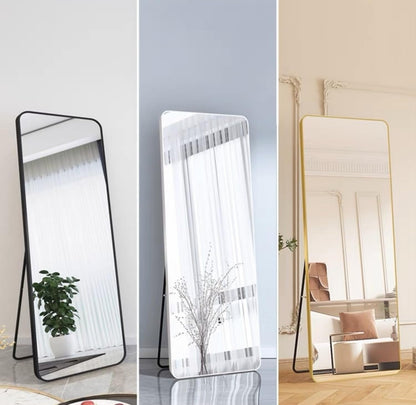 SKY-TOUCH Full Length Mirror 155x45cm, Floor Mirrors with Aluminum Alloy Frame Free-Standing Leaning Large Bedroom Dressing Mirror, Full Body Mirror with Stand for Living Room,Bedroom, White