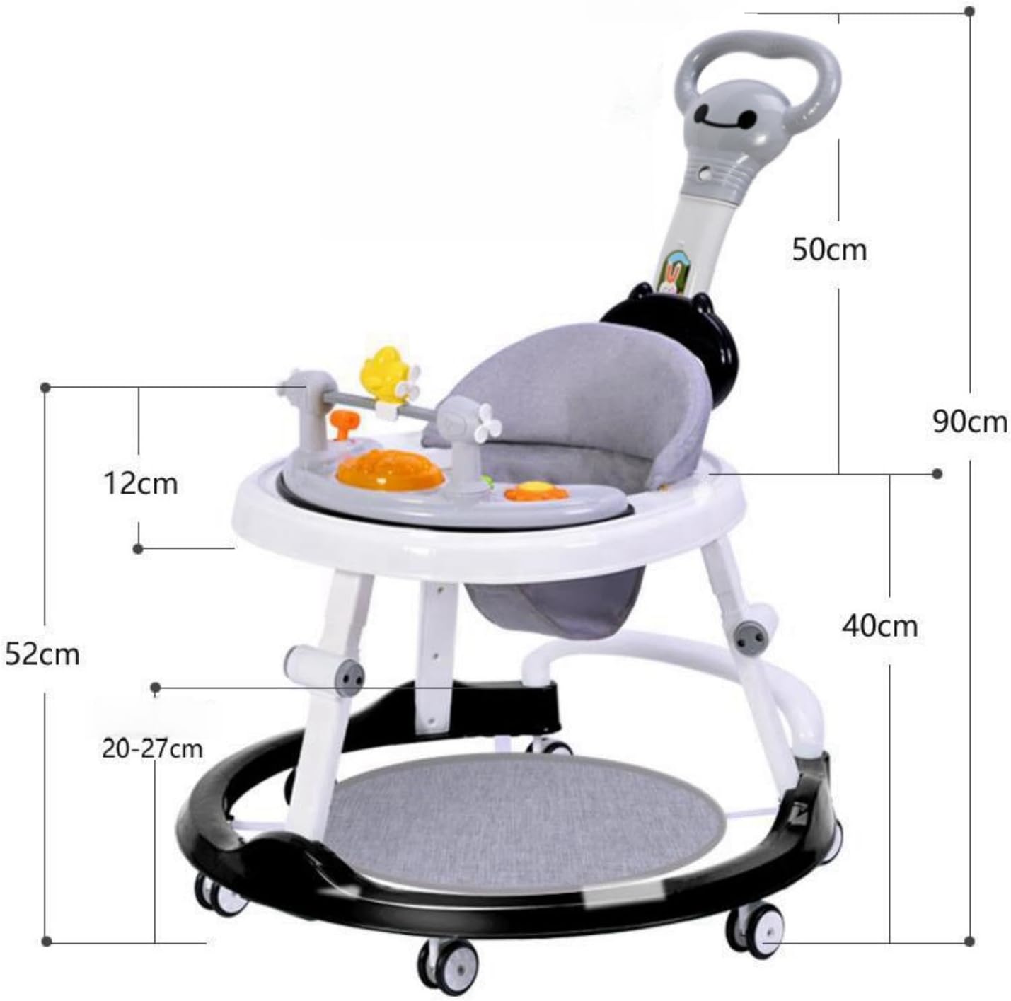 SKY-TOUCH Foldable Baby Walkers with Wheels and Baby Activity Center Toys Tray, Baby Walker with Foot Pads Handles Adjustable Height, Baby Walker for Boys and Girls from 6-24 Months