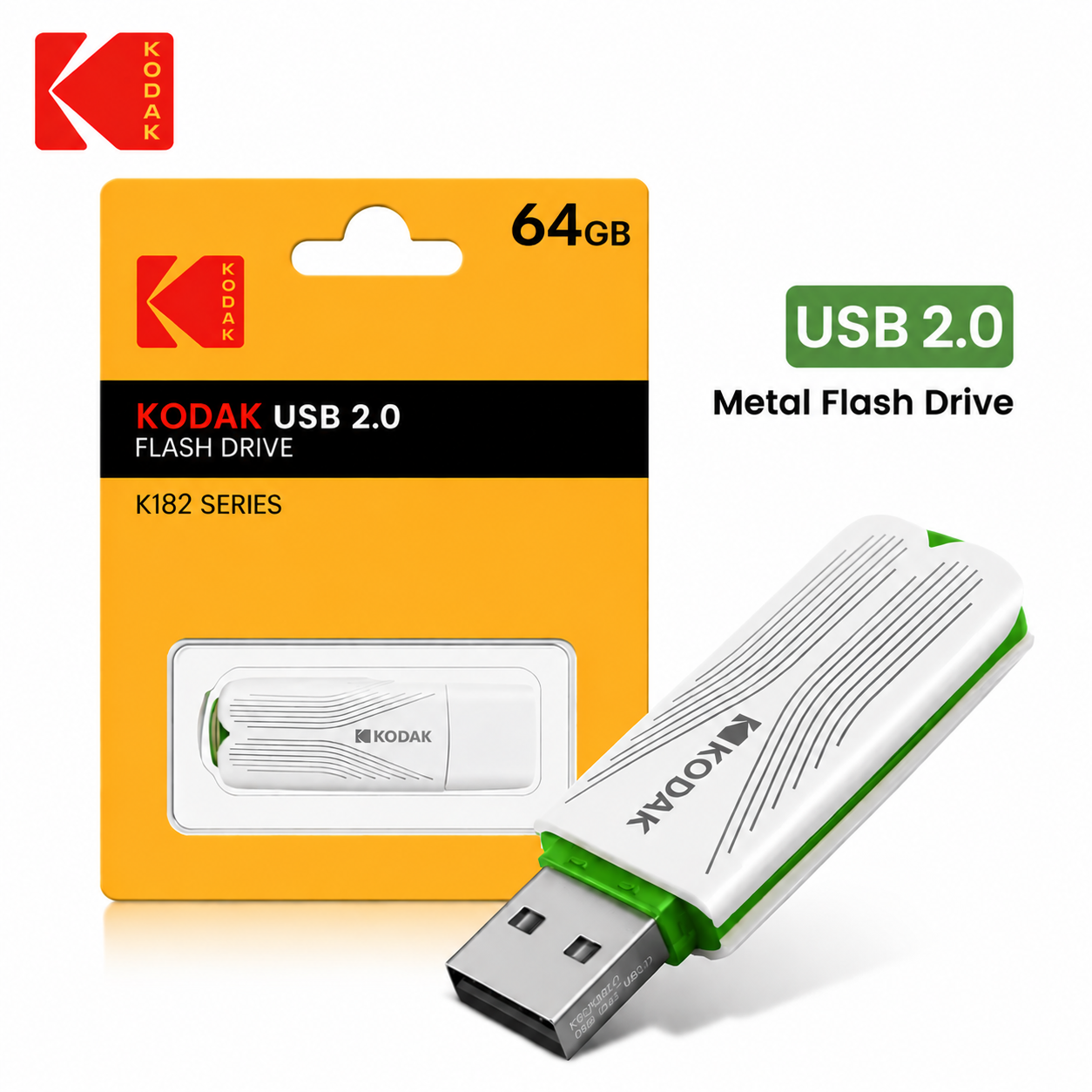 K182 USB 2.0 Flash Drive, Portable U Disk Memory Stick, High-Speed USB2.0 Storage, 16GB/32GB/64GB, with Leather Lanyard for Laptop, PC, File Transfer & Backup, Car, Office