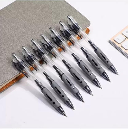 SKY-TOUCH 12 PCS set 0.5mm Retractable Black Ink Pens, Bullet Tip, Quick Drying Black Ink, Soft Rubber Grip, Smooth Writing, Perfect for Exams & Signing