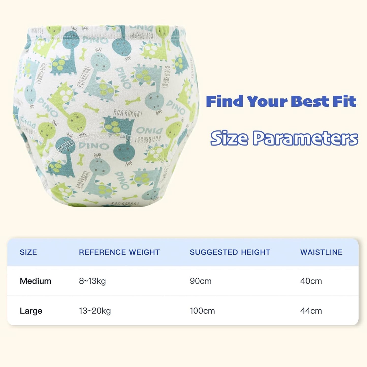 SKY-TOUCH 5PCS Baby Potty Training Pants Cotton, Soft Breathable Potty Training Underwear for 1-3 Years, Highly Absorbent Reusable Diapers for Baby Boys & Girls (M, Girl 8-13kg)