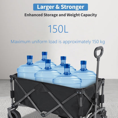 SKY-TOUCH Garden Cart Camping Wagon Foldable, Shopping Trolleys Utility Outdoor Wagon Collapsible Garden Camping Picnic Cart