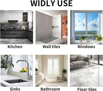 SKY-TOUCH Tile Grout Sealant 2 pcs,150ml White Tile Gap Repair Filler for Bathroom&Kitchen, Waterproof Anti-Mold Tile Gap Filler, Wall & Floor Crack Repair Adhesive-with Seam Ball & Scraper