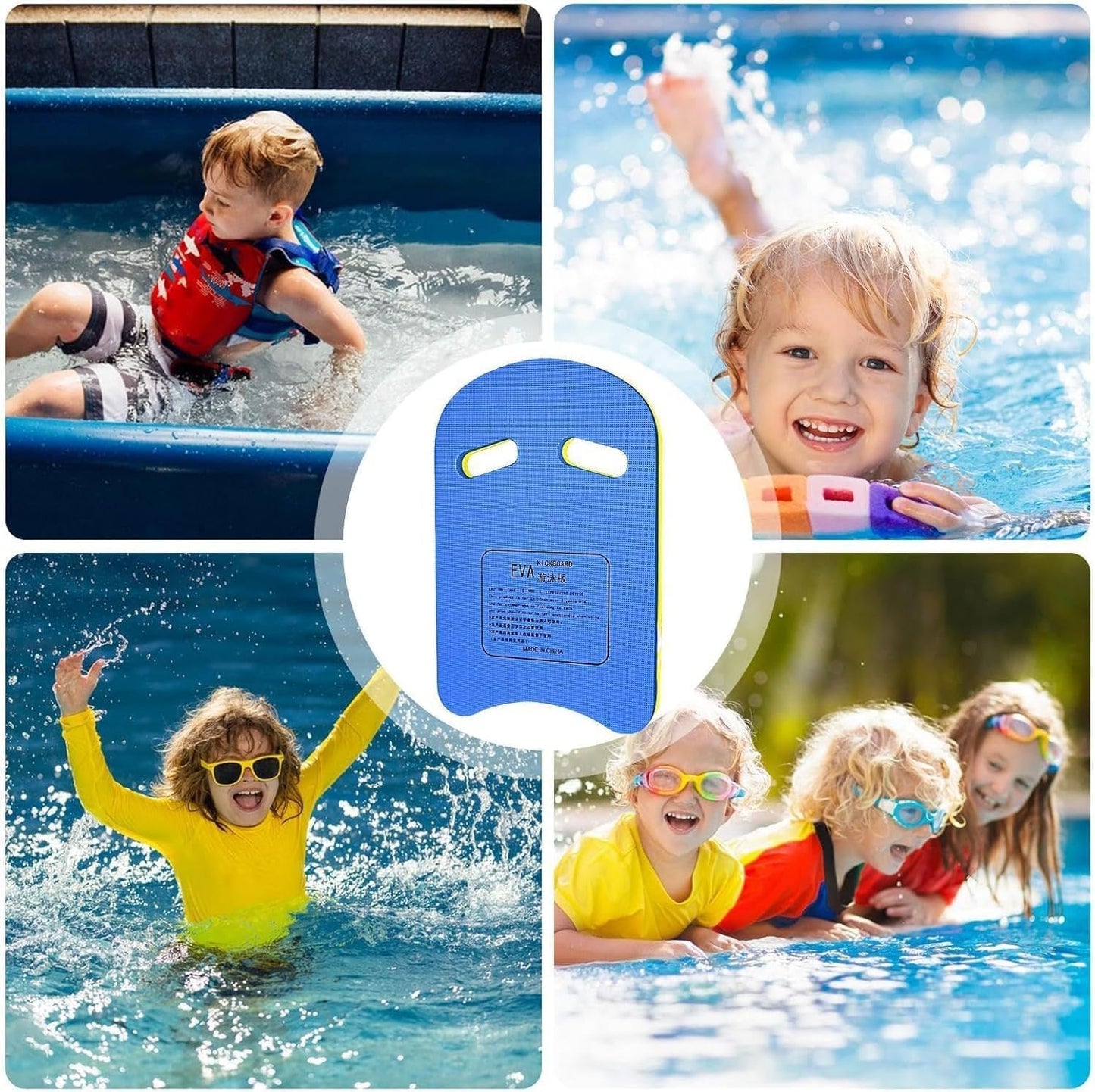 SKY-TOUCH Swimming Kickboard for Adults & Kids, Swimming Training Floaters, EVA Training Kick Board for Pool & Open Water, Durable & Lightweight(Blue&Yellow)
