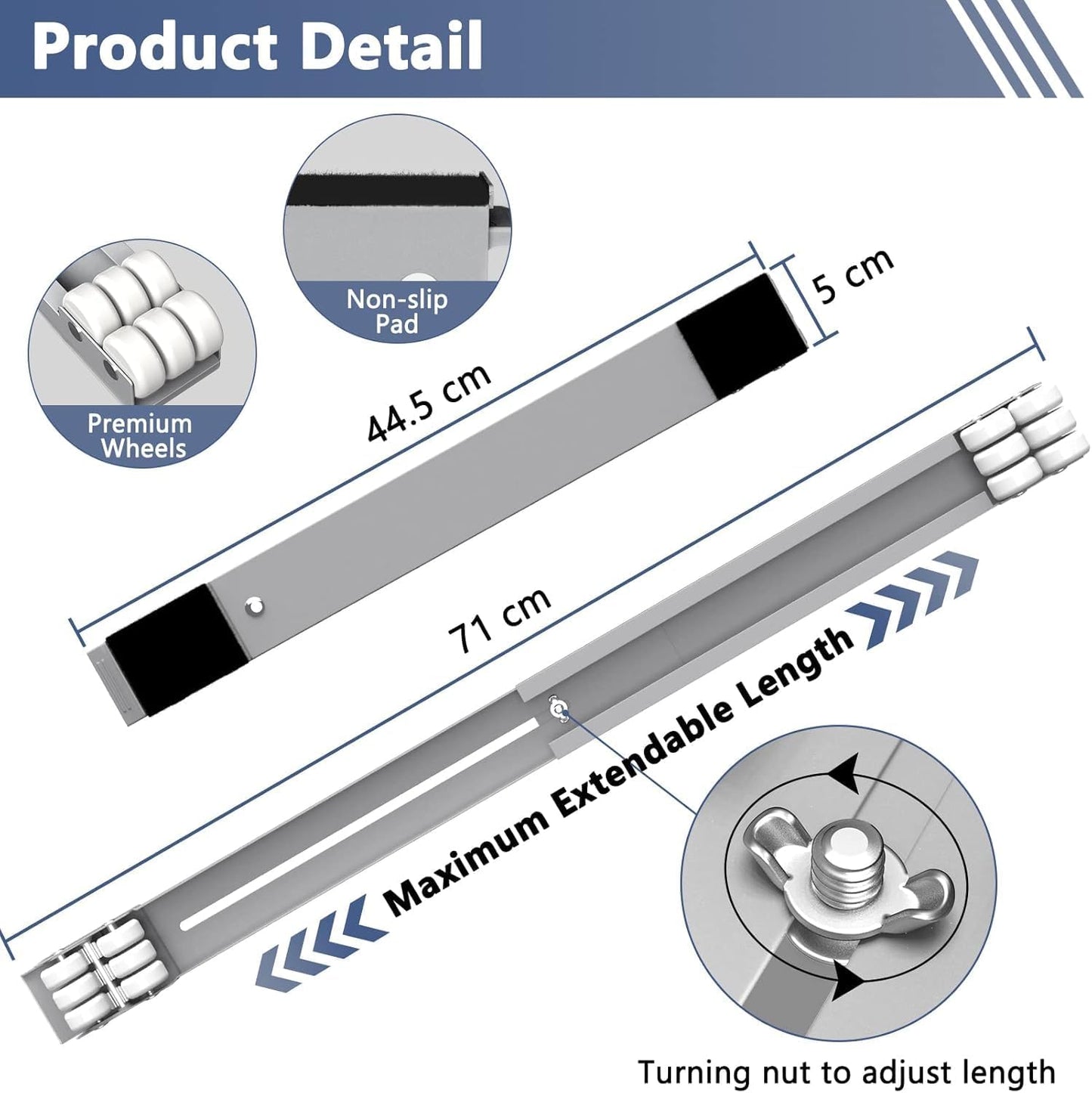 SKY-TOUCH Washing Machine Base with Brake, Movable Adjustable Base for Washer, Dryer, Refrigerator, Load 300kgs, Grey - 45x5cm