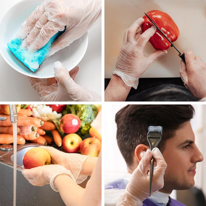 SKY-TOUCH Disposable Vinyl Gloves, 100 Count, Powder-Free & Latex-Free, Food Safe, Non-Sterile, Ambidextrous, For Cooking, Food Prep, Cleaning & Professional Use (XL Clear)