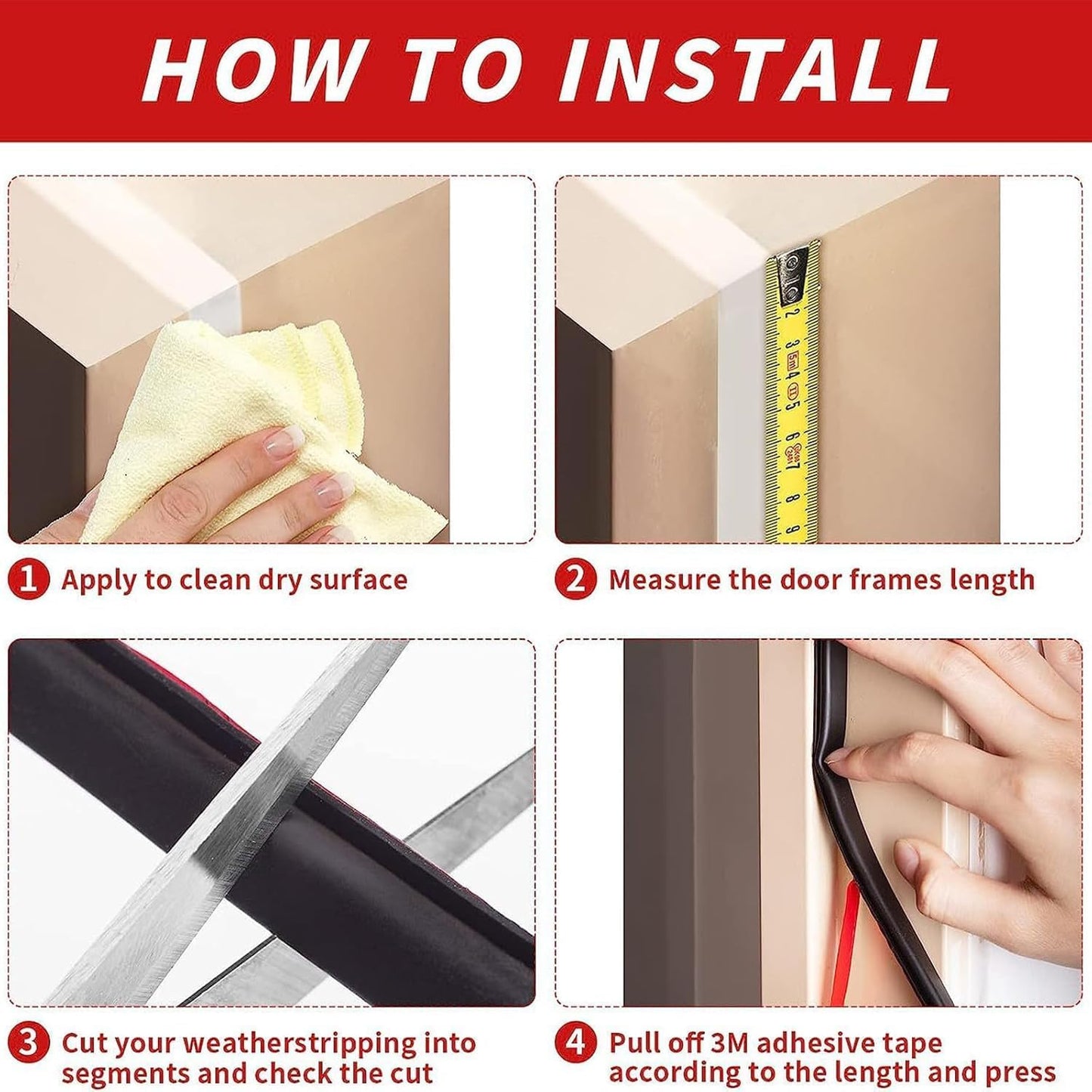 SKY-TOUCH 6M Black D-Shape Self-Adhesive PVC Weather Stripping Door Seal – Soundproof & Draft Excluder for 2.5-6mm Gaps, Window & Door Frame Insulation