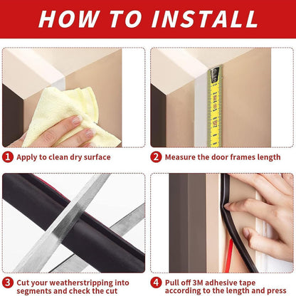 SKY-TOUCH 6M Black D-Shape Self-Adhesive PVC Weather Stripping Door Seal – Soundproof & Draft Excluder for 2.5-6mm Gaps, Window & Door Frame Insulation