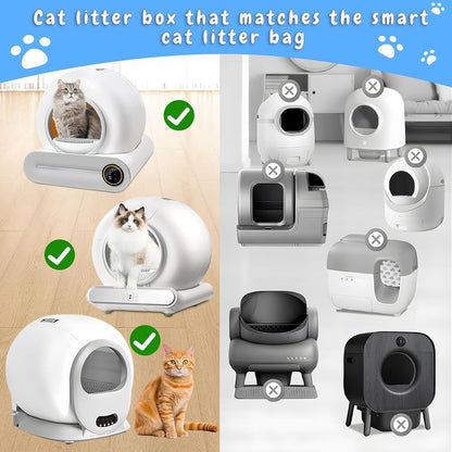 SKY-TOUCH Self-cleaning Cat Litter Box Waste Bags,Extra-Thick Cat Waste Bags for Self-Cleaning Cat Litter Box, Drawstring Cat Litter Liner Box Self Cleaning Trash Bags,45 x 50cm (4 Rolls - 60 count)