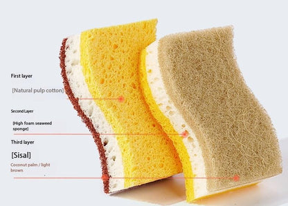 SKY-TOUCH 12 PACK Cleaning Sponges, Natural Jute Pulp & Coconut Fiber Scrubber Sponges for Dishwashing, Pot Scrubbing, and Kitchen Cleaning, Eco-Friendly, Durable, Multi-Purpose Sponges