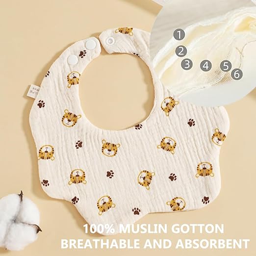SKY-TOUCH Muslin Baby Drooling Bibs 5/10 Pack, 100% Cotton Soft Absorbent Bandana Drool Bibs with Adjustable Snaps Cotton for Teething and Drooling Unisex Baby