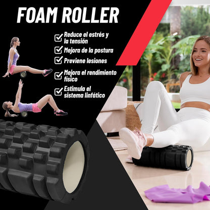 SKY-TOUCH 4-in-1 Roller Muscle Massage, Massage Ball, Yoga Column Massage Relax Ball Set, Foam Exercises and Roller Bag - Black
