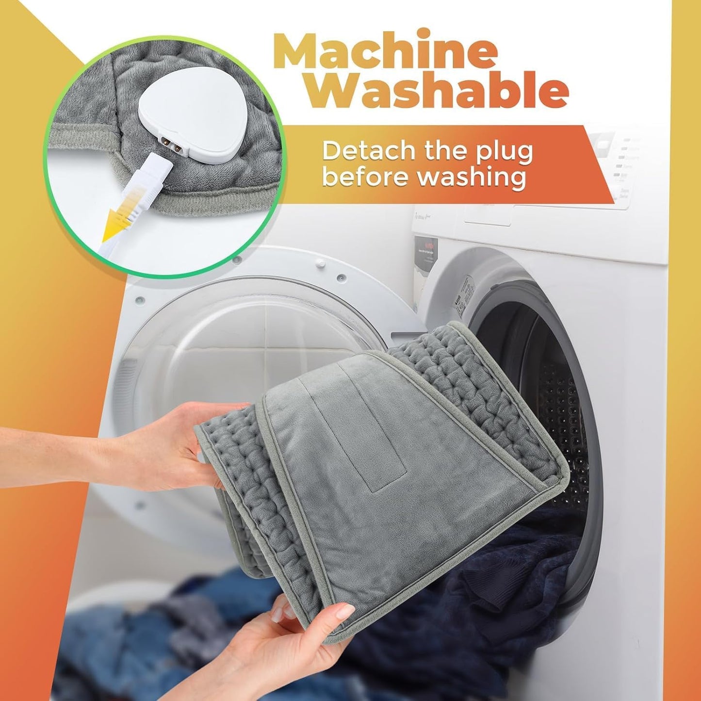 SKY-TOUCH Electric Heating Pad Wrap for Waist & Body, LCD Controller, 9 Heat Levels, 4 Timer Settings, Soft Touch, Fast Heating, Machine Washable - 60x31cm, Ideal for Back, Belly, Legs, & More