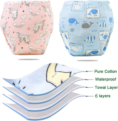 SKY-TOUCH 5PCS Baby Potty Training Pants Cotton, Soft Breathable Potty Training Underwear for 1-3 Years, Highly Absorbent Reusable Diapers for Baby Boys & Girls (M, Boy 8-13kg)