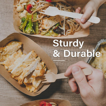 SKY-TOUCH 100 Pack Disposable Wooden Forks - 160mm, Eco-Friendly & Biodegradable, Made from Imported Fast-Growing Birch Wood, Natural & Hygienic