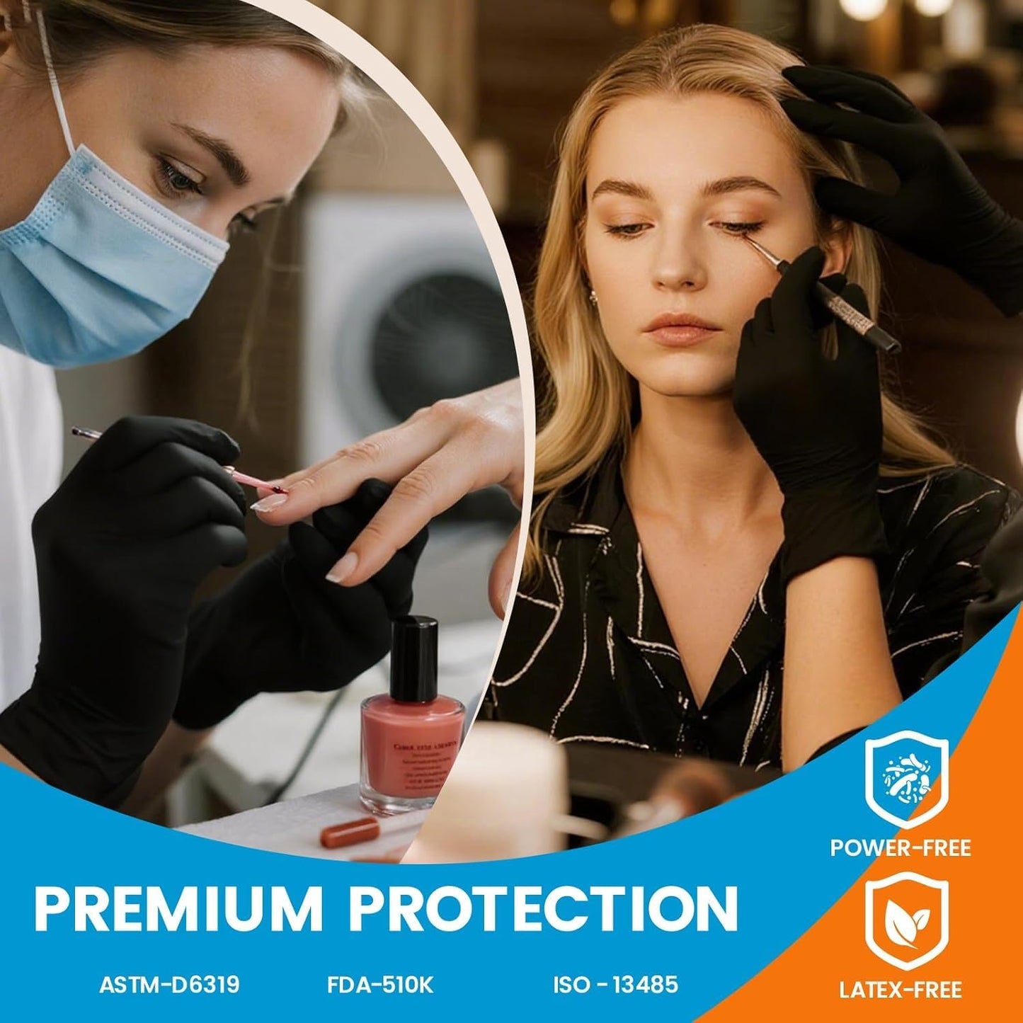 SKY-TOUCH Disposable Vinyl Gloves, 100 Count, Powder-Free & Latex-Free, Food Safe, Non-Sterile, Ambidextrous, Ideal For Cooking, Food Prep, Cleaning, Salons, and Light Industrial Use (XL Black)