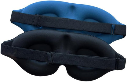 SKY-TOUCH 2PCS 3D Blackout Sleep Mask, Eye Mask for Sleeping,100% Blackout,Sleep Mask Men Women, with Adjustable Strap for Sleeping, Yoga, Traveling (Black)