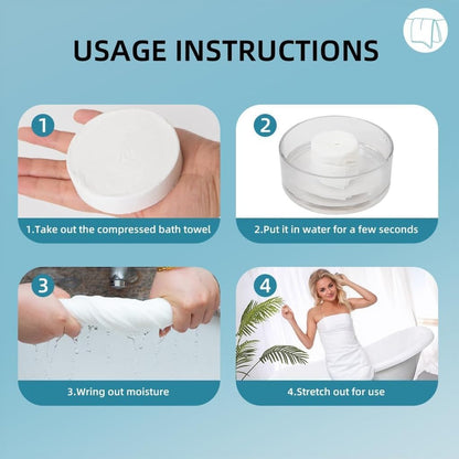 SKY-TOUCH 5Pcs Large Compressed Disposable Bath Towels, 70x140cm Portable Single-Use Towels, Soft and Absorbent Travel Towels for Camping, Hotel, Beach, Gym, and Outdoor Use(Pink)