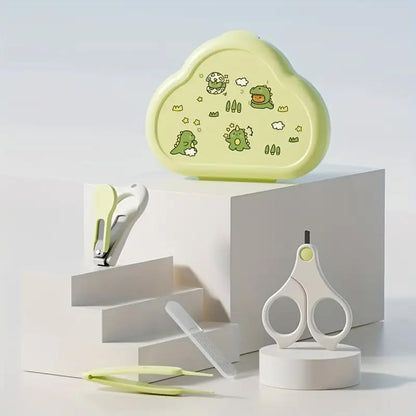 SKY-TOUCH Baby Nail Care Kit for & - Safe & Gentle Complete Set with Nail Clipper, Scissors, Cuticle Pusher & Nail File - Portable Newborn Grooming Tools (Pink/Green) - Baby Nail Trimmer Set, 12x10cm
