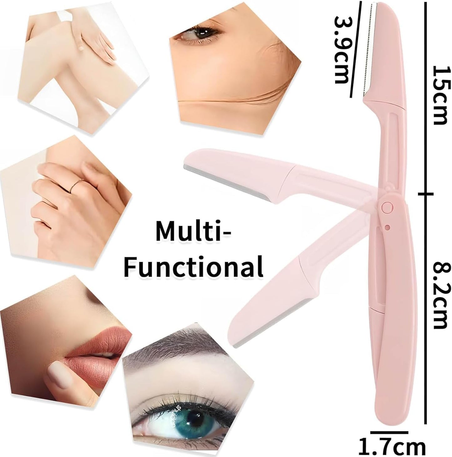 SKY- TOUCH 4Pcs Foldable Eyebrow Trimmer Set, Portable And Gentle Hair Removal Tool, Stainless Steel Shaver for Facial Hair, Hand/Foot, And Body Hair Removal