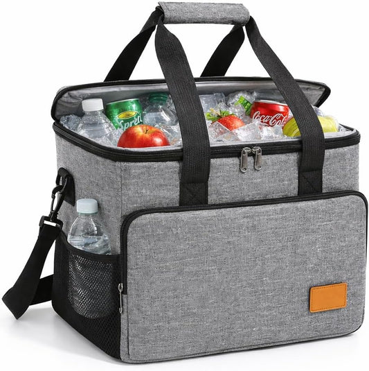 SKY-TOUCH Outdoor Cooler Picnic Bag, Outdoor Camping Storage Bag Large Capacity, Easy To Clean and Versatile Use Suitable For Camping Picnics, L SIZE - 34x25x26m,Grey