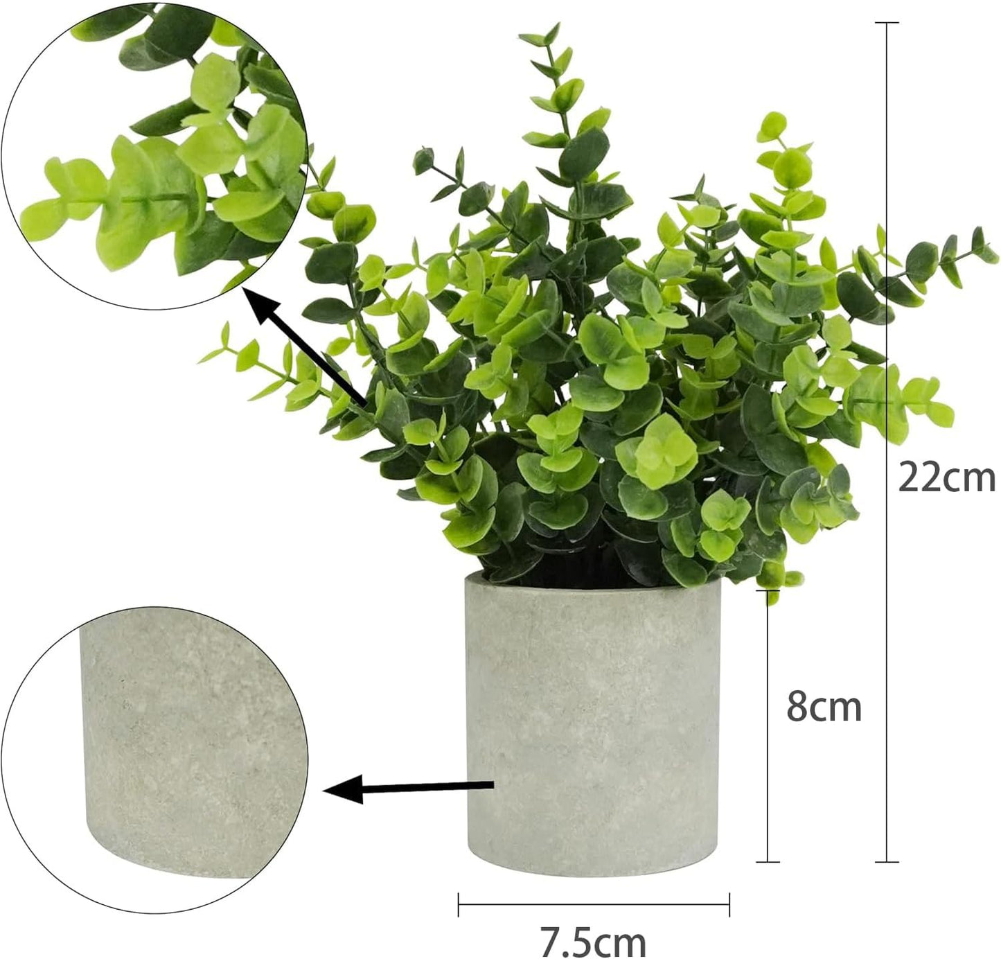 SKY-TOUCH 2PCS Artificial Eucalyptus Potted Plants Artificial Plants Perfect for Home Bookshelves And Office Desk Decoration light green