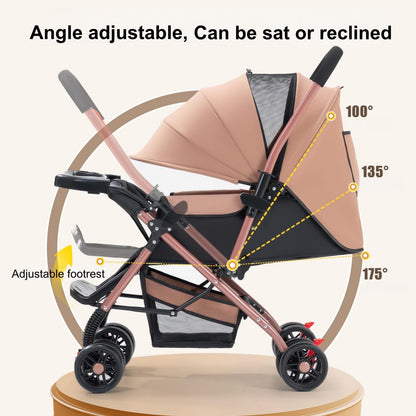 SKY-TOUCH Two-way Lightweight Stroller, One-click Foldable Baby Travel Stroller With Storage Basket, Multi-Postion Reclining Seat, Comfortable and Shock Absorbent, Bidirectional Push-and-Pull
